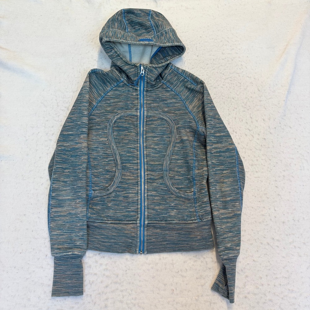 Lululemon Scuba Hoodie Womens 6 Blue Space Dye Full Zip Thumbholes